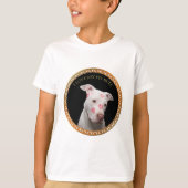 Witte pitbull met rode kussen over zijn gezicht. t-shirt (Voorkant)