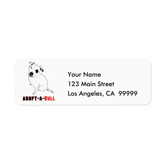 Witte Pitbull Puppy ADOPT-A-BULL Etiket (Voorkant)