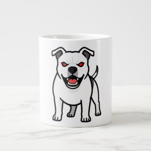 Witte Pitbull Rode Ogen Boze Cartoon Hond Cadeau Grote Koffiekop