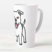 Witte Pitbull Rode Ogen Boze Cartoon Hond Cadeau Latte Mok (Rechterhoek)