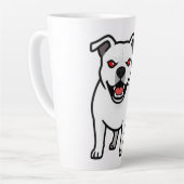 Witte Pitbull Rode Ogen Boze Cartoon Hond Cadeau Latte Mok (Linkerhoek)