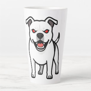 Witte Pitbull Rode Ogen Boze Cartoon Hond Cadeau Latte Mok
