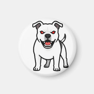 Witte Pitbull Rode Ogen Boze Cartoon Hond Cadeau Magneet