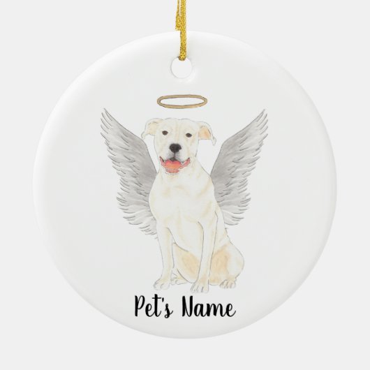 Witte Pitbull Staffy Sympathie Herdenking Keramisch Ornament (Achterkant)