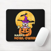 Witte Pitbull Witch Hondenliefhebber Happy Hallowe Muismat (Met muis)