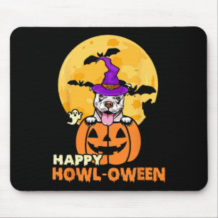 Witte Pitbull Witch Hondenliefhebber Happy Hallowe Muismat