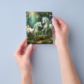 Witte Pixie Fantasy Paarden in Magische Tuin, Flyer (Hand)
