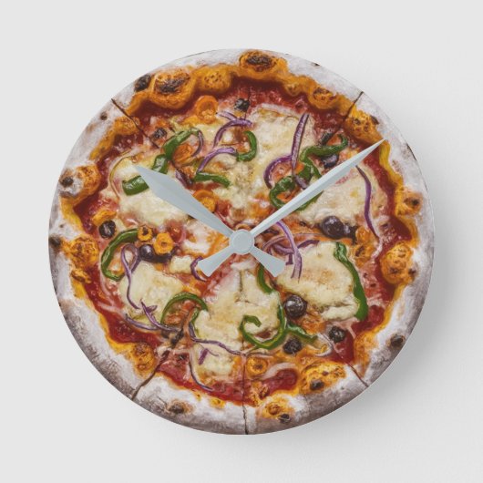 Witte pizza ronde klok (Voorkant)