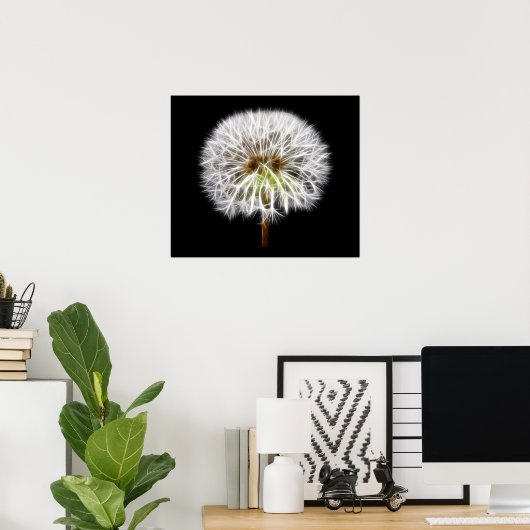 Witte Plant van de Dandelion Poster (Thuiskantoor)