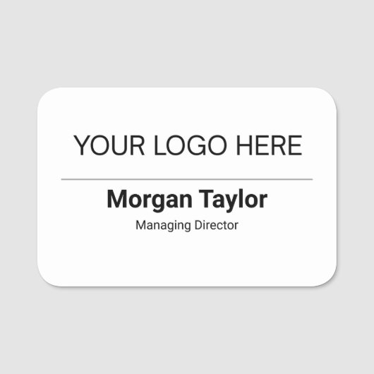 Witte Plastic Naambadge Magnetisch of Speld Custom Naamplaatje (Voorkant)