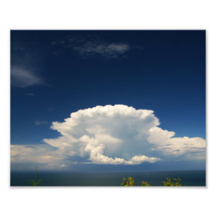Witte Pluizige Wolk Foto Afdruk