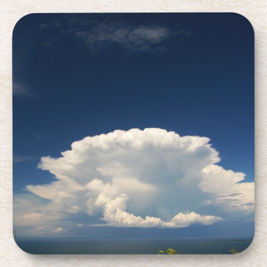Witte Pluizige Wolk Foto Bier Onderzetter (Voorkant)
