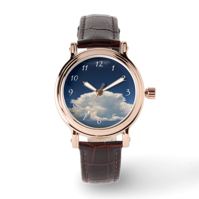 Witte Pluizige Wolk            Horloge (Voorkant)