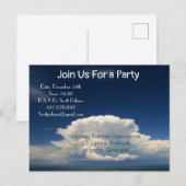 Witte Pluizige Wolk Uitnodiging Briefkaart (Voorkant / Achterkant)