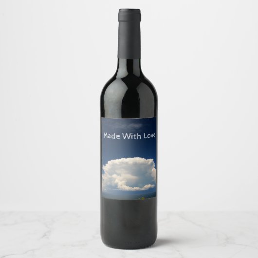 Witte Pluizige Wolk Wijn Etiket (Voorkant)