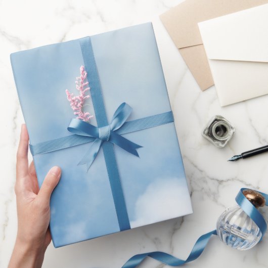 Witte Pluizige Wolken Cadeaupapier (Geschenken)