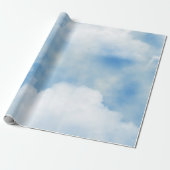 Witte Pluizige Wolken Cadeaupapier (Uitgerold)