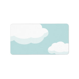 Witte pluizige wolken op Blauwgroen Blue Sky label