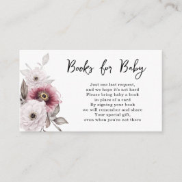 Witte Plum Bloemen Boeken voor Baby shower Informatiekaartje