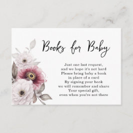 Witte Plum Bloemen Boeken voor Baby shower Informatiekaartje