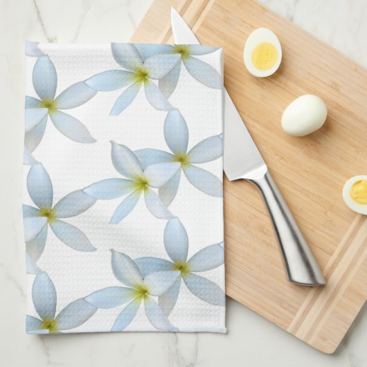 Witte plumeria bloeit theedoek (Quarter Fold)