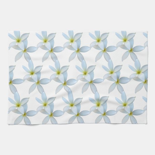 Witte plumeria bloeit theedoek (Horizontaal)