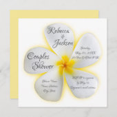 Witte Plumeria Bloem, Geel, Koppels Shower, Kaart (Voorkant / Achterkant)