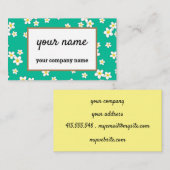 Witte Plumeria bloemen op mint groene achtergrond Visitekaartje (Voorkant / Achterkant)