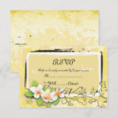  witte plumeria ivy op gele RSVP-kaart RSVP Kaartje (Voorkant / Achterkant)