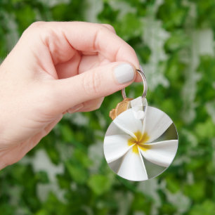 Witte Plumeria - Macro Portret  Sleutelhanger