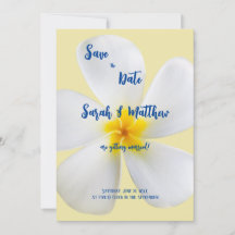 Witte Plumeria op Geel, Tropisch, Bloemige Bruilof