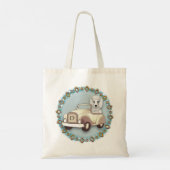 Witte Poedel Bestuurt Auto Tote Bag (Achterkant)