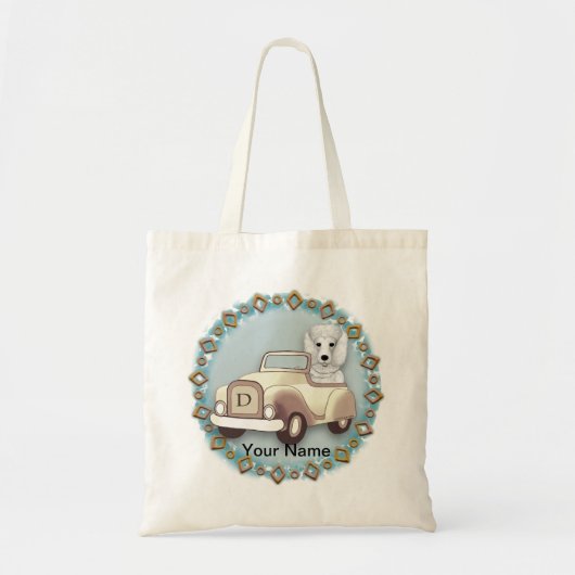 Witte Poedel Bestuurt Auto Tote Bag (Voorkant)