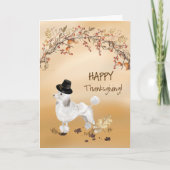 Witte Poedel Funny Pilgrim Pet Thanksgiving Kaart (Voorkant)