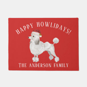 Witte poedel Happy Howlidays Kerstmis Deurmat