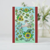 Witte Poedel Het vangen van een Frisbee Note Kaart (Staand voorkant)