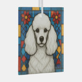 Witte Poedel Hond "Glas in lood" Glas Ornament (Voorkant Rechts)