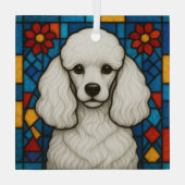 Witte Poedel Hond "Glas in lood" Glas Ornament (Achterkant)