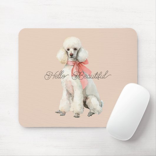 Witte Poedel Hond Hallo Mooi Muismat (Met muis)