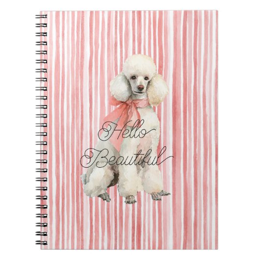 Witte Poedel Hond Hallo Mooi Notitieboek (Voorkant)