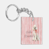 Witte Poedel Hond Hallo Mooi Sleutelhanger (Voorkant Links)