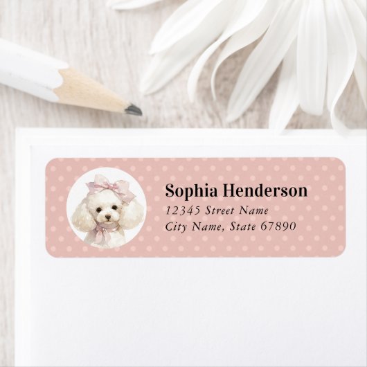 Witte Poedel Hond Retour Adres Label (Insitu)