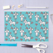 Witte Poedel Honden Bogen Turquoise Tissuepapier (Craft)