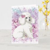 Witte Poedel in de Lilacs Art Print Kaart (Gele Bloem)
