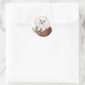 Witte poedel in mandje Art Print Stickers Labels (Tas)