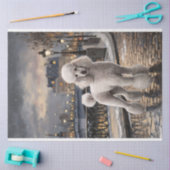 Witte Poedel in Parijs schilderij Decoupage Tissuepapier (Craft)