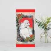 Witte Poedel Kerst Stijl Kaart (Staand voorkant)