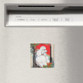 Witte poedel kerst stijl print magneet (Insitu (Vaatwasser))
