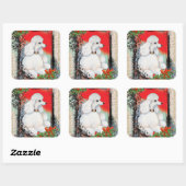 Witte Poedel Kerst  Stijl Stickers Labels (Vel)