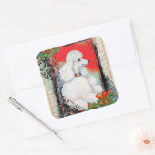 Witte Poedel Kerst  Stijl Stickers Labels (Envelop)